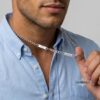 Multiple Name Necklace for Men, Engraved Stainless Steel Bars, Figaro Chain - handmade in Israel