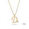 Tiny Initial Necklace 14K Solid Gold, Script Letter with Heart, 15mm Pendant - handmade in Israel