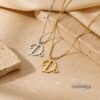 Tiny Initial Necklace 14K Solid Gold, Script Letter with Heart, 15mm Pendant - handmade in Israel