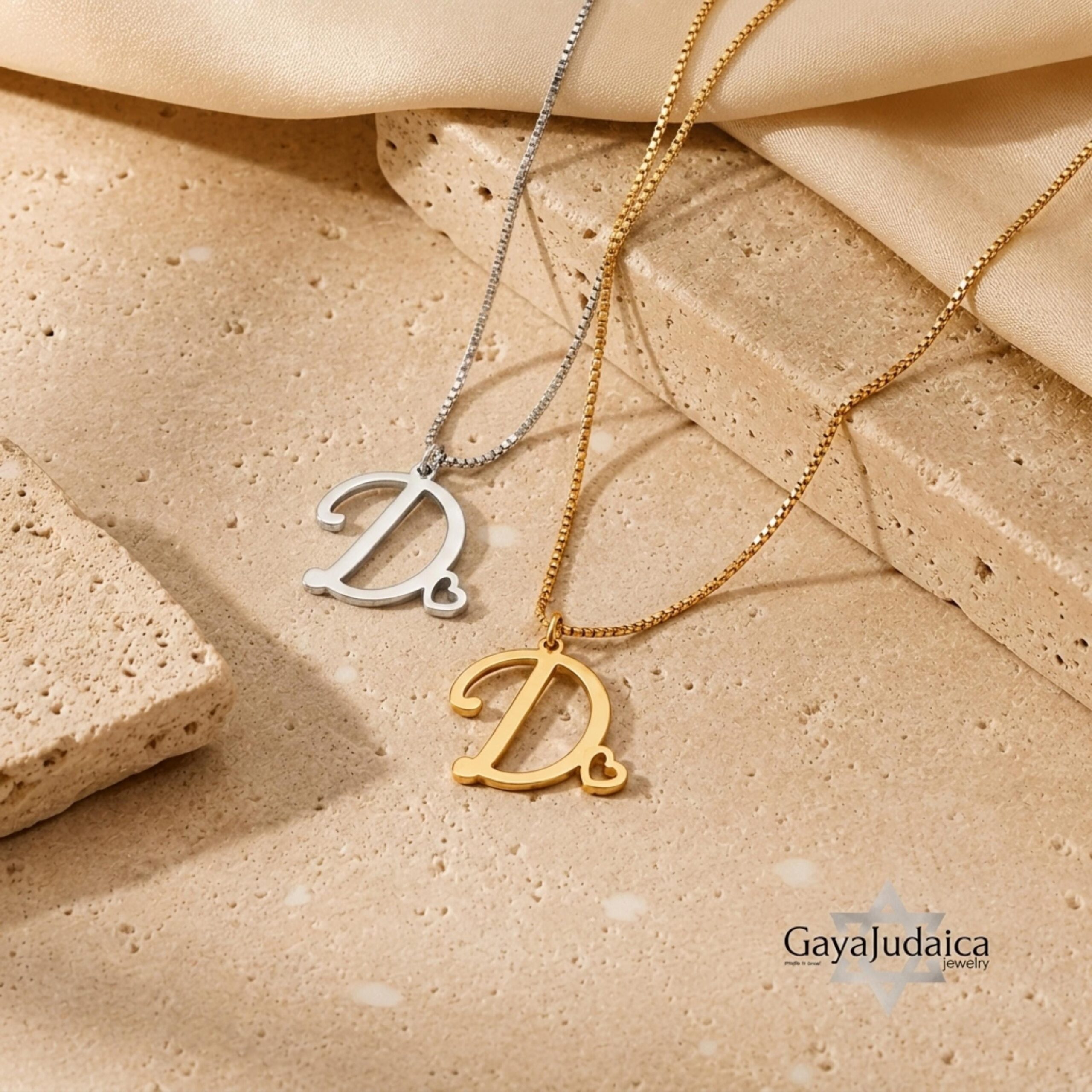 Tiny Initial Necklace 14K Solid Gold, Script Letter with Heart, 15mm Pendant Tiny Initial Necklace 14K Solid Gold, Script Letter with Heart, 15mm Pendant