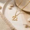 Tiny Initial Necklace 14K Solid Gold, Script Letter with Heart, 15mm Pendant - handmade in Israel