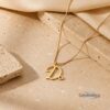 Tiny Initial Necklace 14K Solid Gold, Script Letter with Heart, 15mm Pendant - handmade in Israel