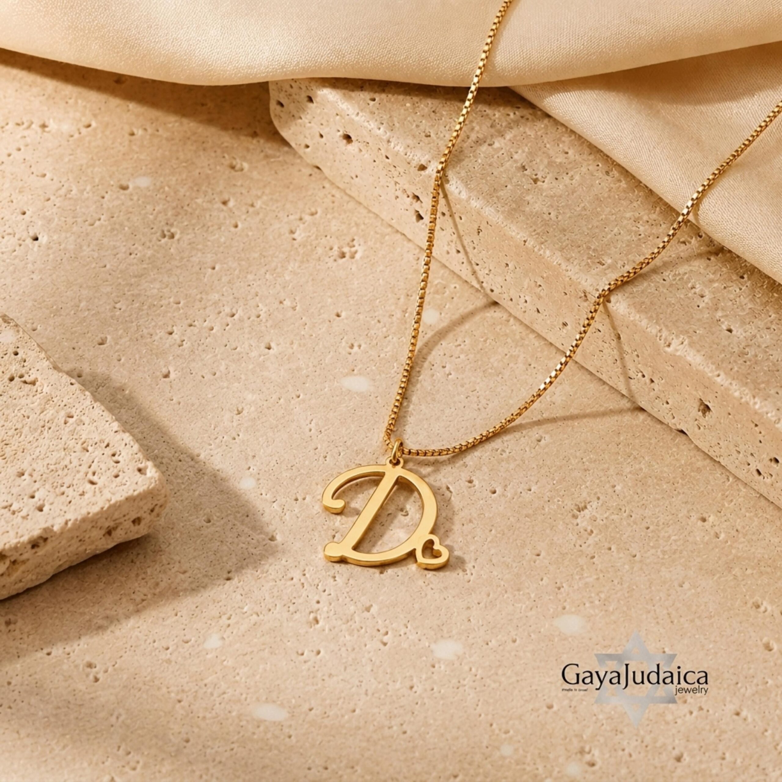 Tiny Initial Necklace 14K Solid Gold, Script Letter with Heart, 15mm Pendant Tiny Initial Necklace 14K Solid Gold, Script Letter with Heart, 15mm Pendant