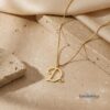 Tiny Initial Necklace 14K Solid Gold, Script Letter with Heart, 15mm Pendant - handmade in Israel