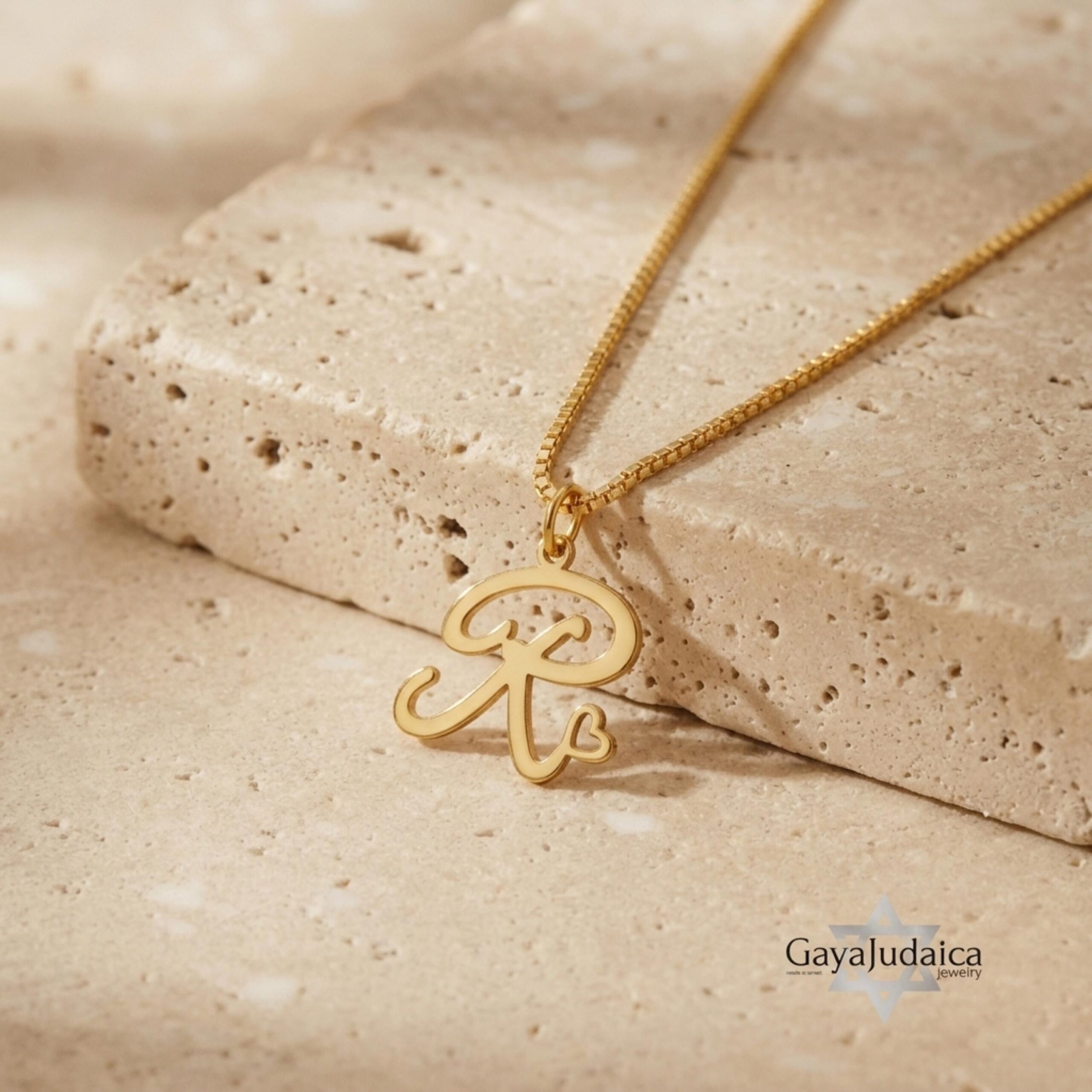 Tiny Initial Necklace 14K Solid Gold, Script Letter with Heart, 15mm Pendant Tiny Initial Necklace 14K Solid Gold, Script Letter with Heart, 15mm Pendant
