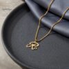 Tiny Initial Necklace 14K Solid Gold, Script Letter with Heart, 15mm Pendant - handmade in Israel