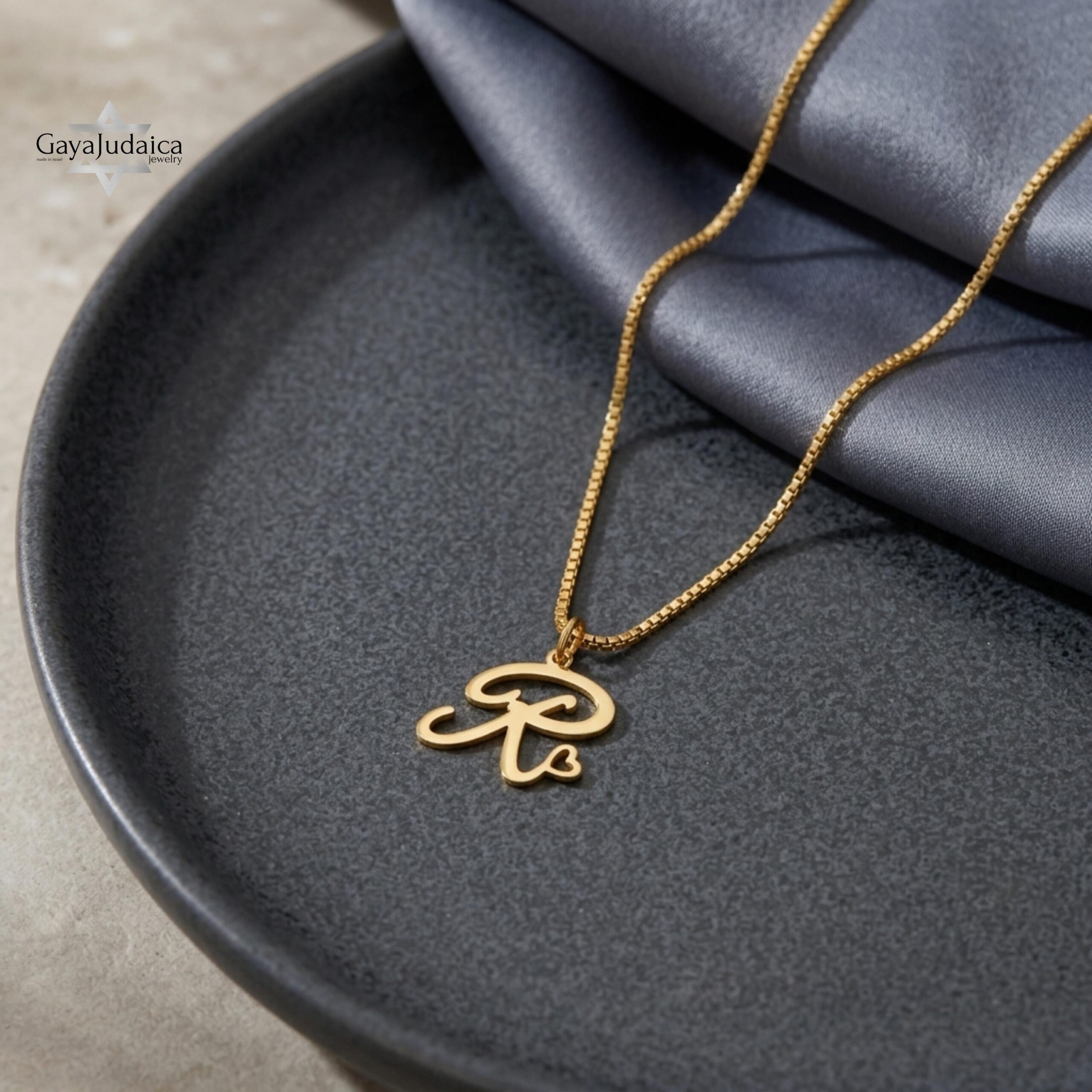 Tiny Initial Necklace 14K Solid Gold, Script Letter with Heart, 15mm Pendant Tiny Initial Necklace 14K Solid Gold, Script Letter with Heart, 15mm Pendant