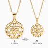 Solid 14K gold Star of David birthstone pendant, handmade in Israel