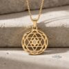 Solid 14K gold Star of David birthstone pendant, handmade in Israel