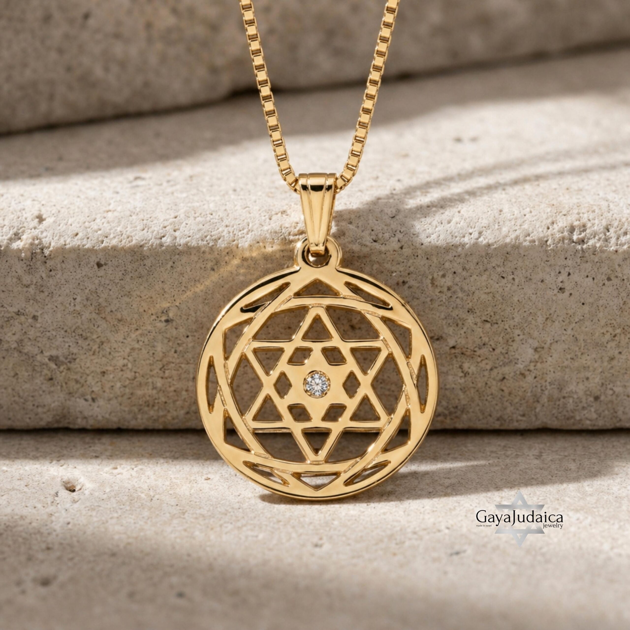 14K Gold Star of David Birthstone Necklace, Personalized Judaica Pendant 14K Gold Star of David Birthstone Necklace, Personalized Judaica Pendant