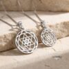 Solid 14K gold Star of David birthstone pendant, handmade in Israel
