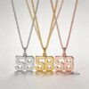 Custom Number Necklace, Sterling Silver Pendant, Gold or Rose Plated, Minimalist Unisex - handmade in Israel