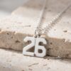 Custom Number Necklace, Sterling Silver Pendant, Gold or Rose Plated, Minimalist Unisex - handmade in Israel