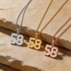 Custom Number Necklace, Sterling Silver Pendant, Gold or Rose Plated, Minimalist Unisex - handmade in Israel