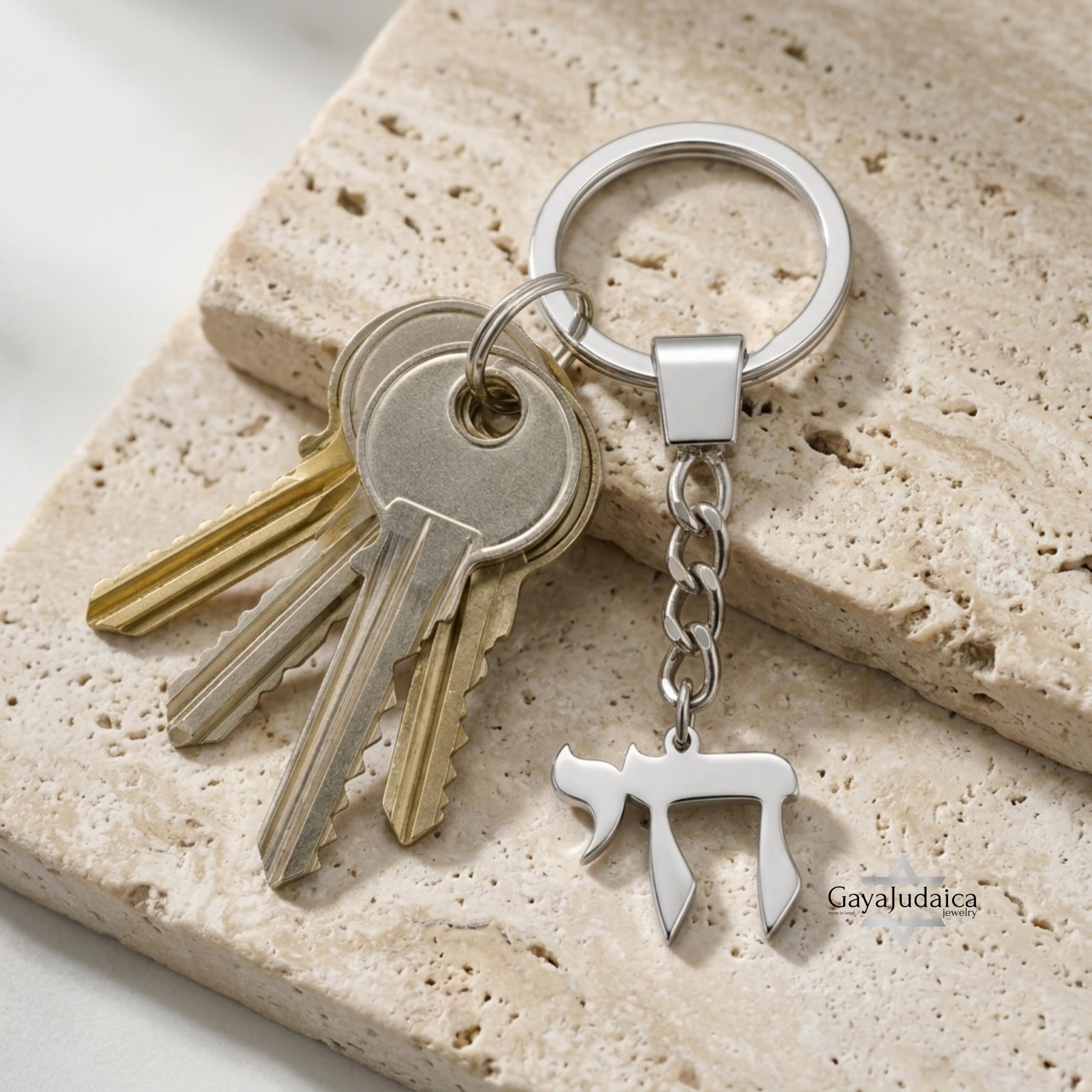 Hebrew Chai Keychain, Sterling Silver Jewish Gift Hebrew Chai Keychain, Sterling Silver Jewish Gift