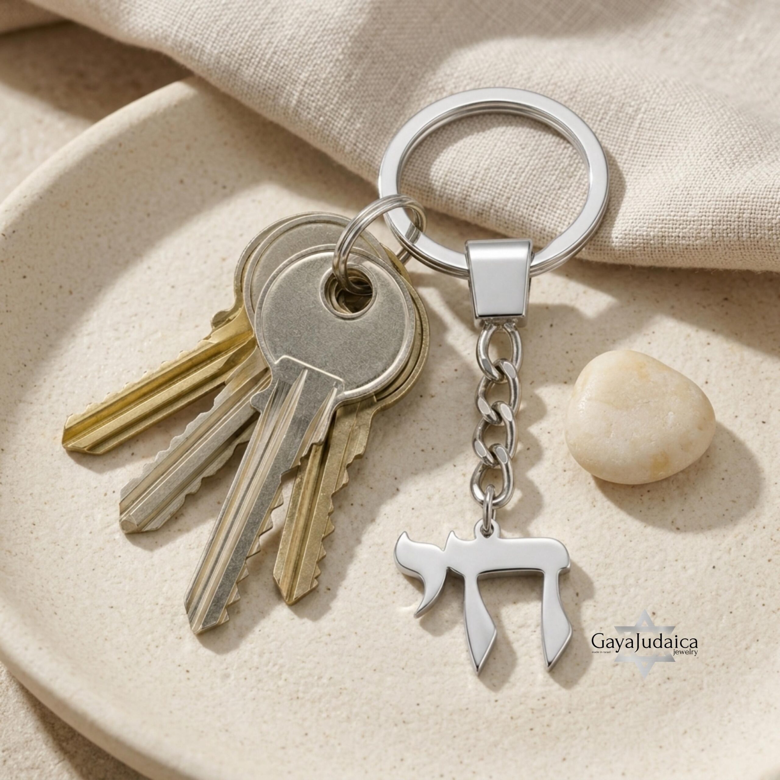 Hebrew Chai Keychain, Sterling Silver Jewish Gift Hebrew Chai Keychain, Sterling Silver Jewish Gift