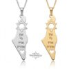 Israel Map Necklace 14K Solid Gold, Star of David Pendant, Hebrew Engraving, 43mm - handmade in Israel
