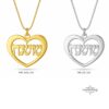 Heart Name Necklace 14K Solid Gold, Hebrew or English Script, Yellow or White, 26mm - handmade in Israel