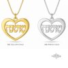 Heart Name Necklace 14K Solid Gold, Hebrew or English Script, Yellow or White, 26mm - handmade in Israel
