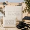 Tefillin and Tallit Bag Set, Cream Quilted Faux Leather, Raised Hebrew Priestly Blessing, 36x29cm - handmade in Israel