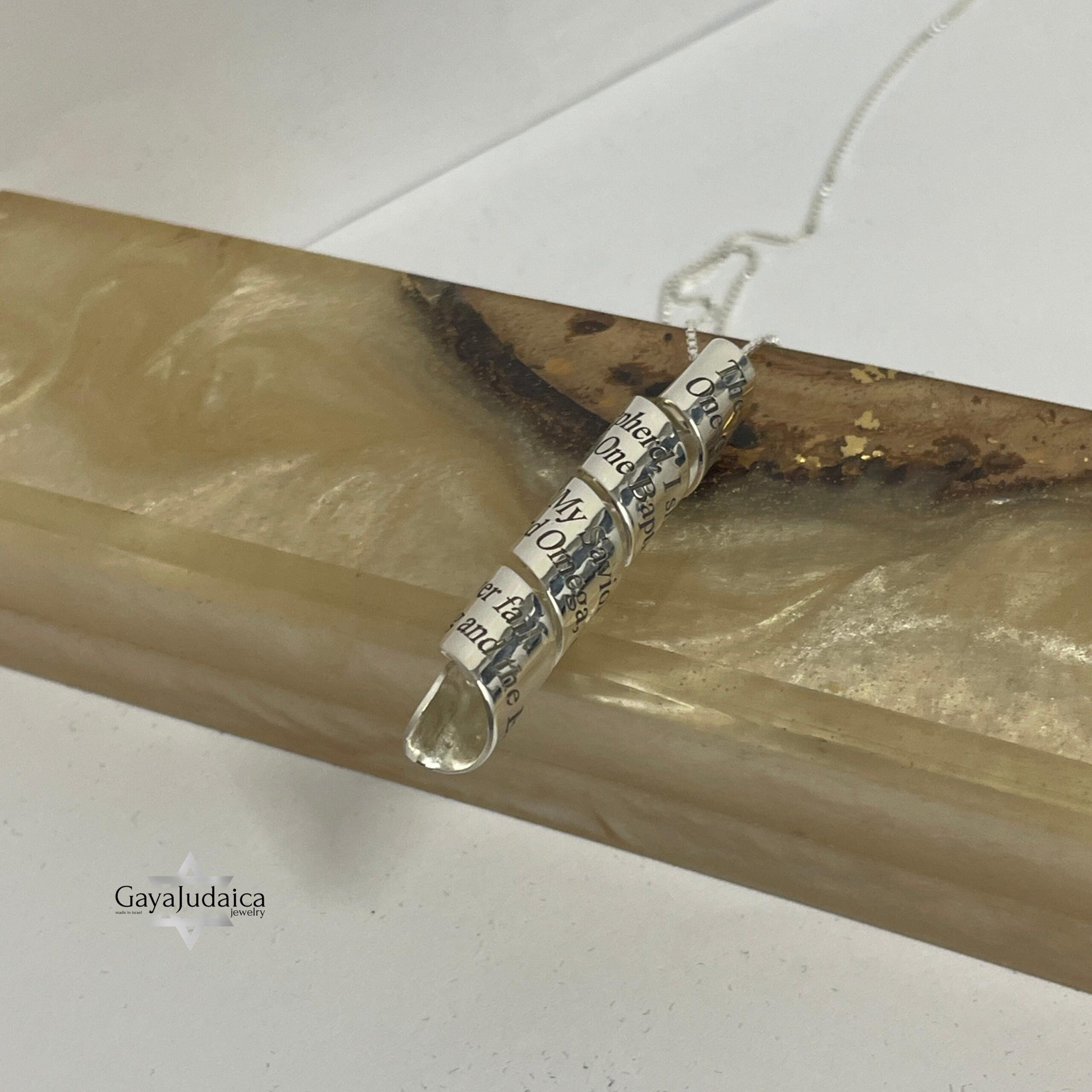 Scroll Necklace, Sterling Silver Engraved Message, 38mm Rolled Pendant Scroll Necklace, Sterling Silver Engraved Message, 38mm Rolled Pendant