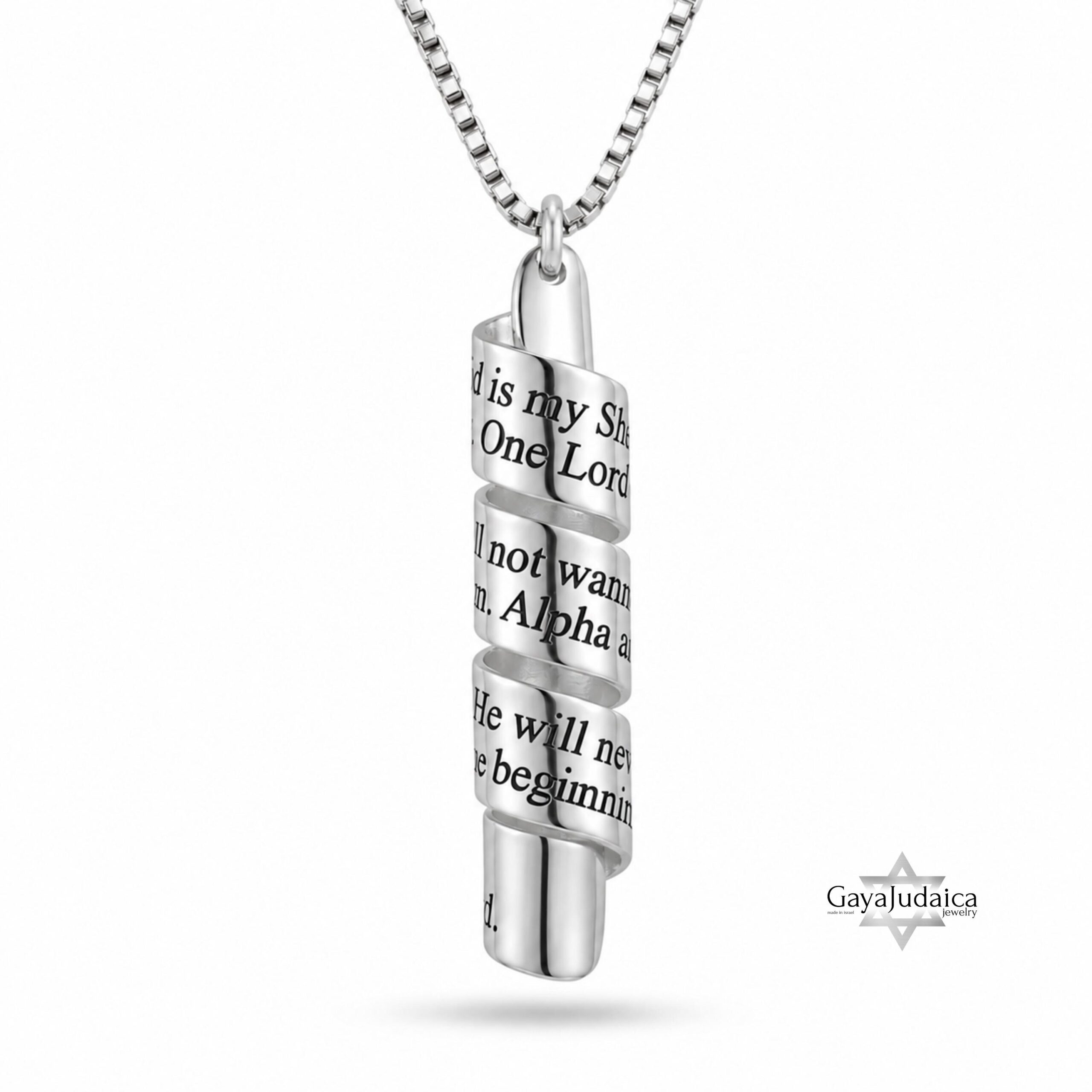 Scroll Necklace, Sterling Silver Engraved Message, 38mm Rolled Pendant Scroll Necklace, Sterling Silver Engraved Message, 38mm Rolled Pendant