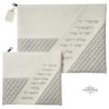 Tallit and Tefillin Bag Set, Two Tone White Gray Faux Leather, Priestly Blessing, 36x29cm - handmade in Israel