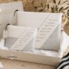 Tallit and Tefillin Bag Set, Two Tone White Gray Faux Leather, Priestly Blessing, 36x29cm - handmade in Israel