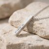 Custom Hebrew Bar Necklace for Men, Sterling Silver Vertical Name Pendant - handmade in Israel