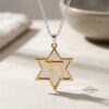 Large Chai Star of David Necklace, Sterling Silver Jewish Pendant - handmade in Israel