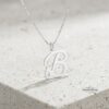 Initial Necklace 14K Solid Gold, Script Letter with Heart Charm, 25mm Pendant - handmade in Israel