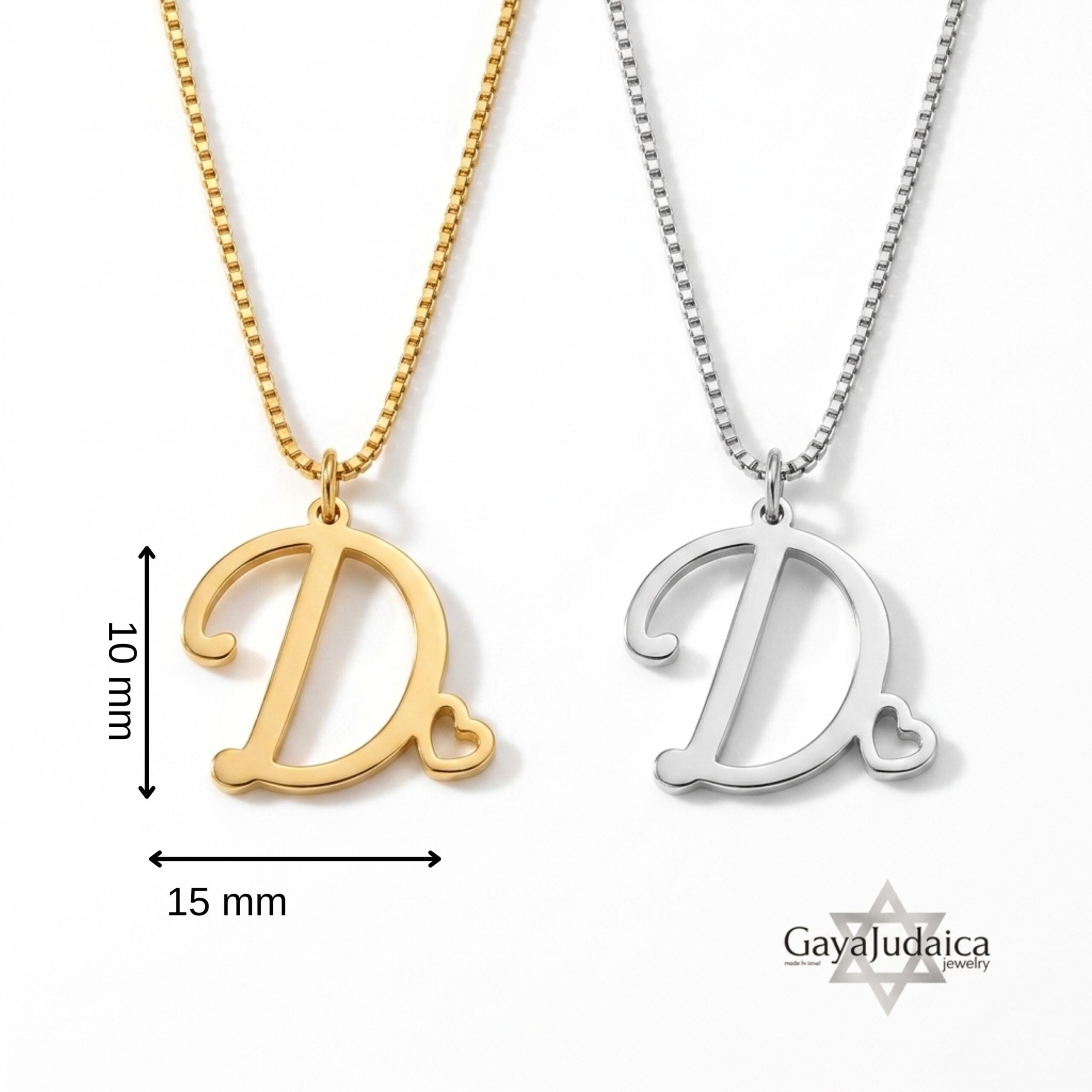 Tiny Initial Necklace 14K Solid Gold, Script Letter with Heart, 15mm Pendant Tiny Initial Necklace 14K Solid Gold, Script Letter with Heart, 15mm Pendant
