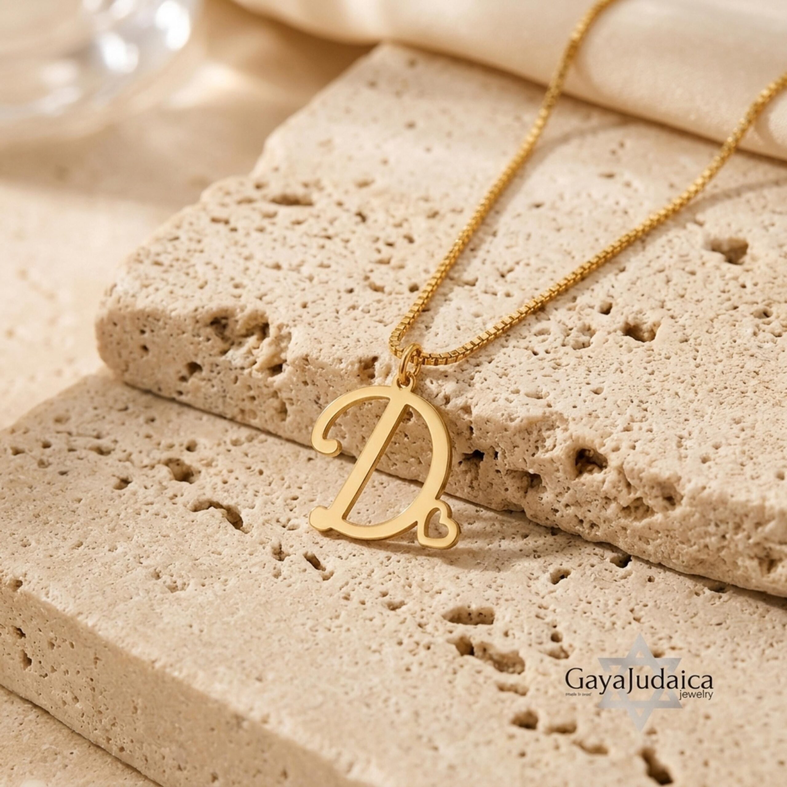 Tiny Initial Necklace 14K Solid Gold, Script Letter with Heart, 15mm Pendant Tiny Initial Necklace 14K Solid Gold, Script Letter with Heart, 15mm Pendant
