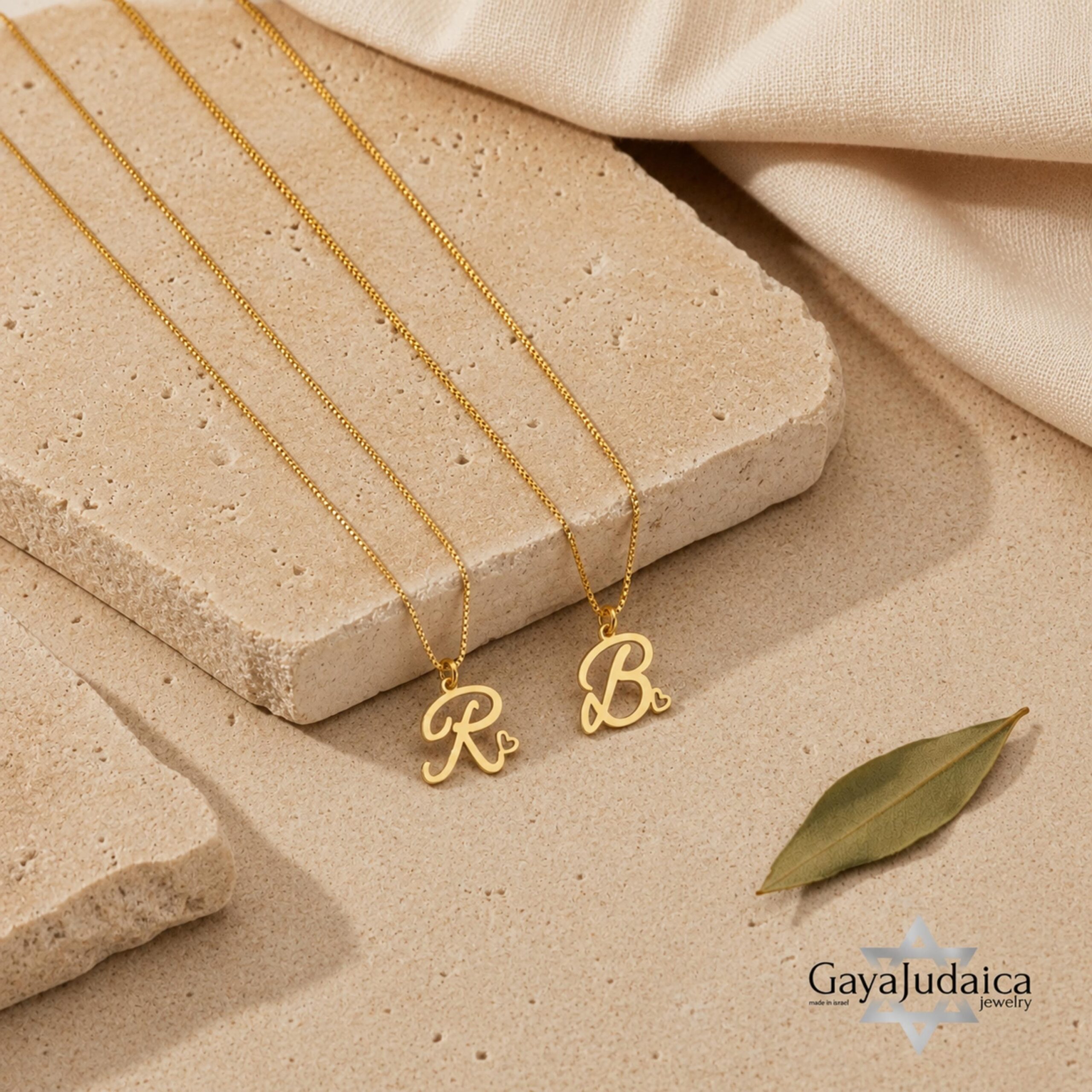 Tiny Initial Necklace 14K Solid Gold, Script Letter with Heart, 15mm Pendant Tiny Initial Necklace 14K Solid Gold, Script Letter with Heart, 15mm Pendant
