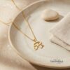Tiny Initial Necklace 14K Solid Gold, Script Letter with Heart, 15mm Pendant - handmade in Israel