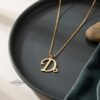 Tiny Initial Necklace 14K Solid Gold, Script Letter with Heart, 15mm Pendant - handmade in Israel