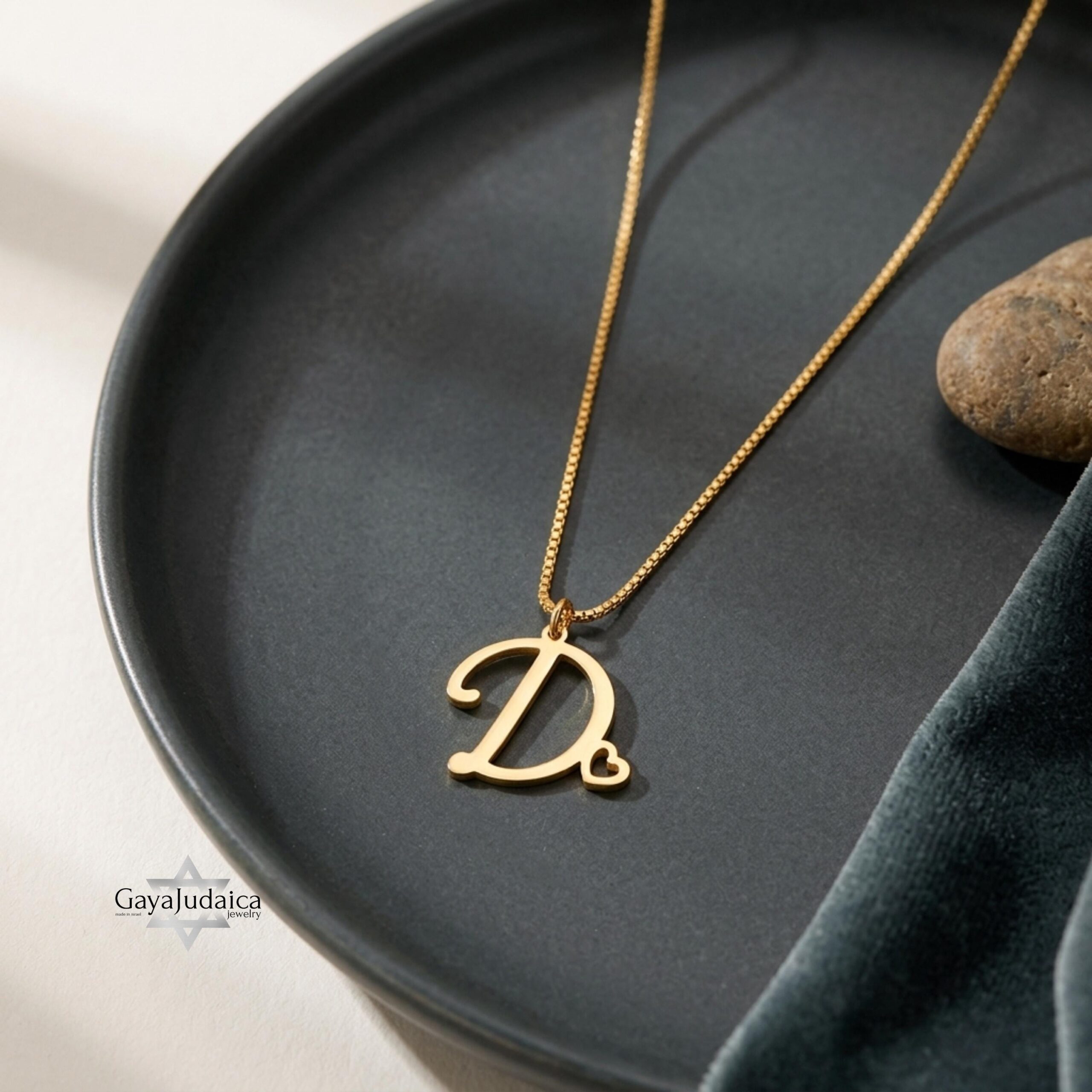 Tiny Initial Necklace 14K Solid Gold, Script Letter with Heart, 15mm Pendant Tiny Initial Necklace 14K Solid Gold, Script Letter with Heart, 15mm Pendant