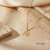 Tiny Initial Necklace 14K Solid Gold, Script Letter with Heart, 15mm Pendant - handmade in Israel