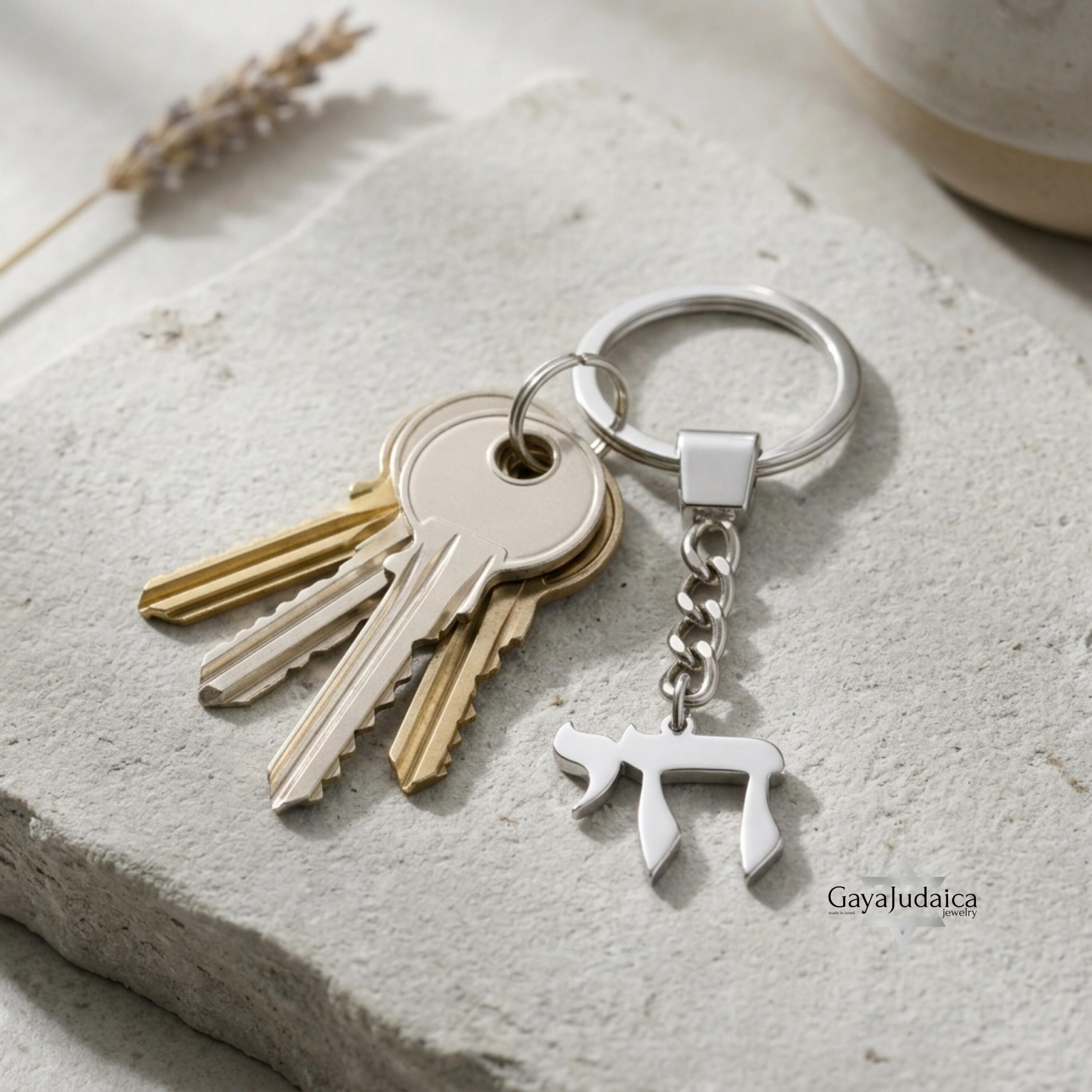 Hebrew Chai Keychain, Sterling Silver Jewish Gift Hebrew Chai Keychain, Sterling Silver Jewish Gift