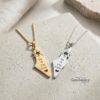 Israel Map Necklace 14K Solid Gold, Star of David Pendant, Hebrew Engraving, 43mm - handmade in Israel