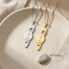 Israel Map Necklace 14K Solid Gold, Star of David Pendant, Hebrew Engraving, 43mm - handmade in Israel