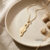 Israel Map Necklace 14K Solid Gold, Star of David Pendant, Hebrew Engraving, 43mm - handmade in Israel