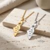 Israel Map Necklace 14K Solid Gold, Star of David Pendant, Hebrew Engraving, 43mm - handmade in Israel