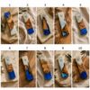 Olive Wood Mezuzah Case with Blue and White Epoxy Resin, 15cm, Made in Israel - handmade in Israel
