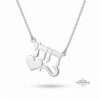 Hebrew Name Necklace with Heart, 14K Solid Gold Script Nameplate, 40mm - handmade in Israel