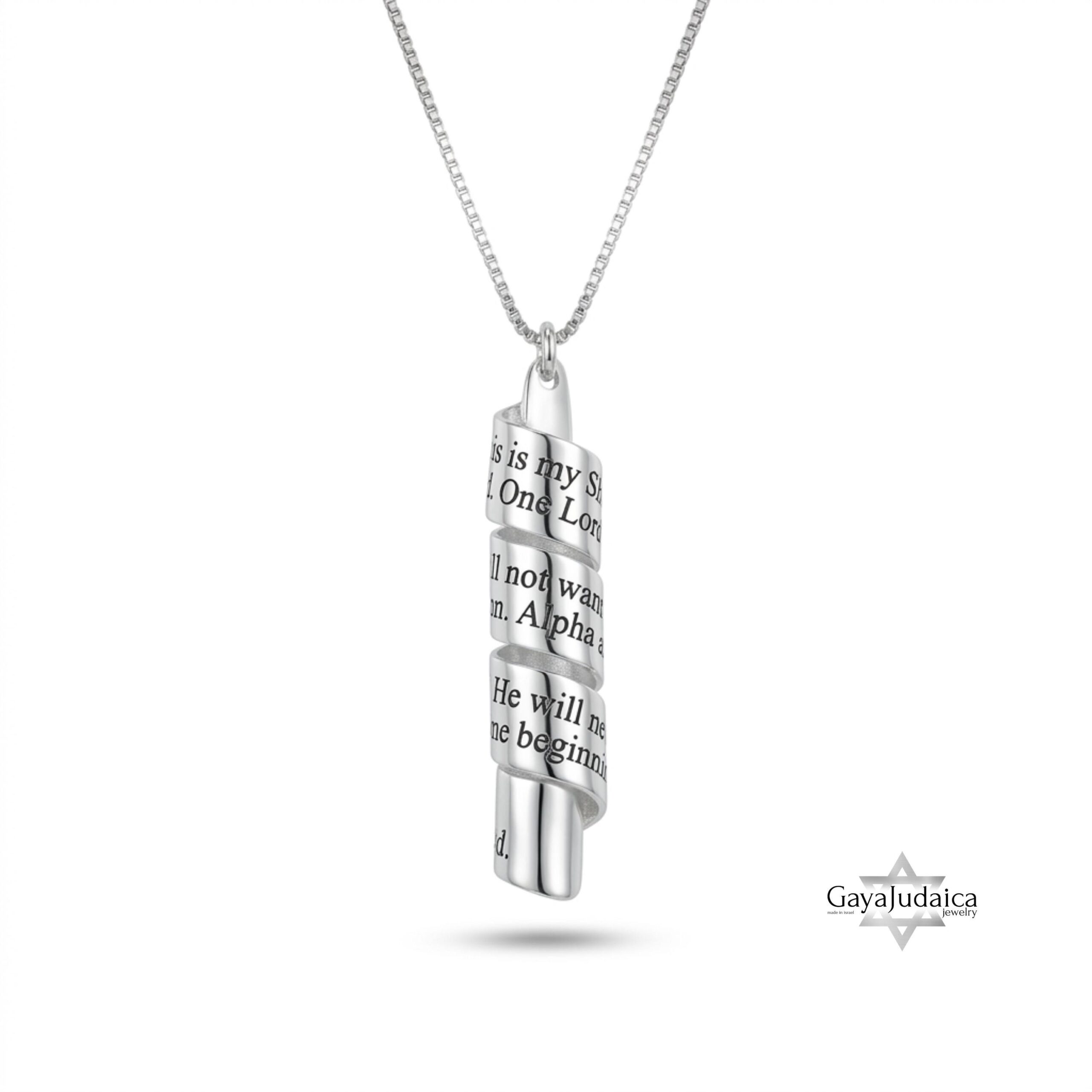 Scroll Necklace, Sterling Silver Engraved Message, 38mm Rolled Pendant Scroll Necklace, Sterling Silver Engraved Message, 38mm Rolled Pendant
