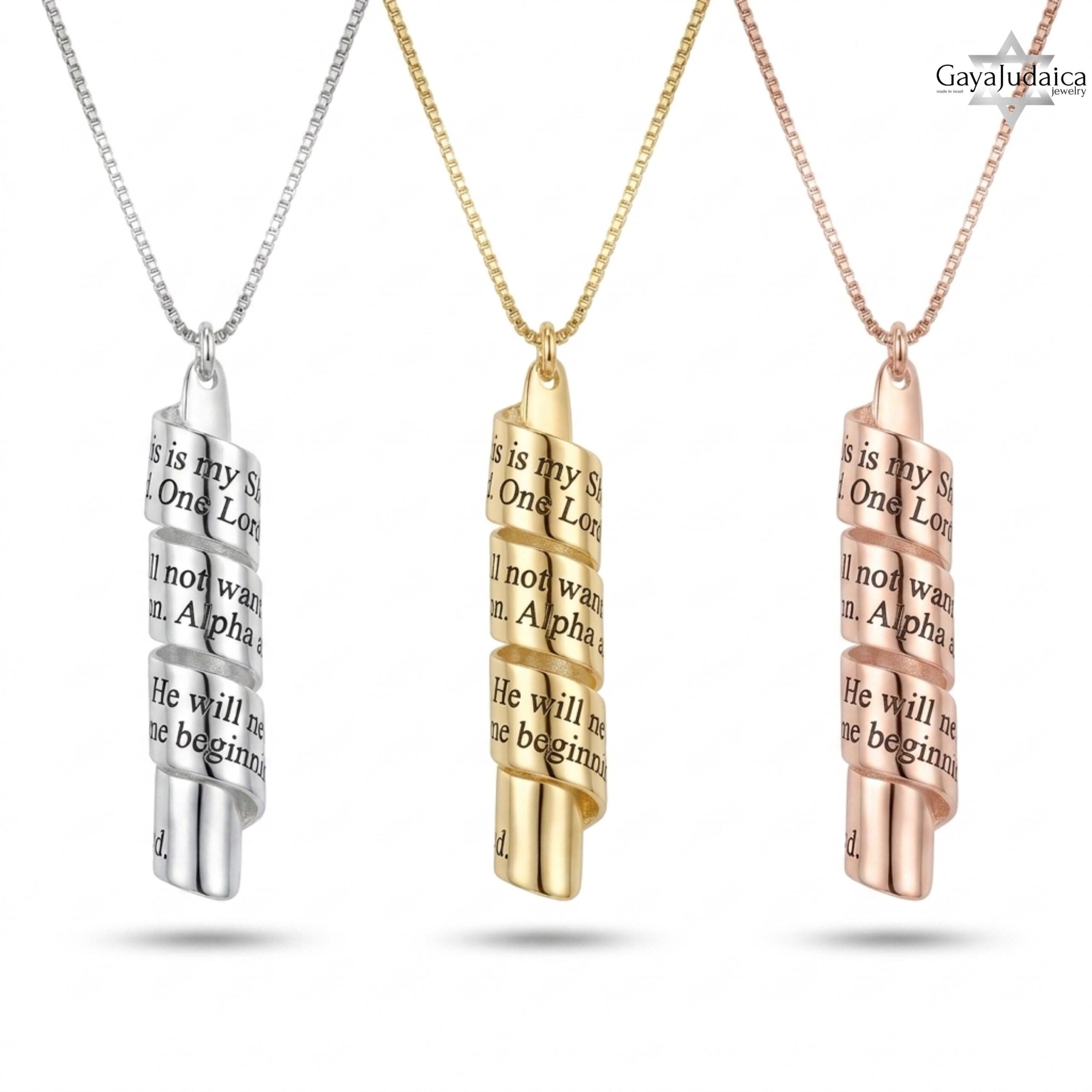 Scroll Necklace, Sterling Silver Engraved Message, 38mm Rolled Pendant Scroll Necklace, Sterling Silver Engraved Message, 38mm Rolled Pendant