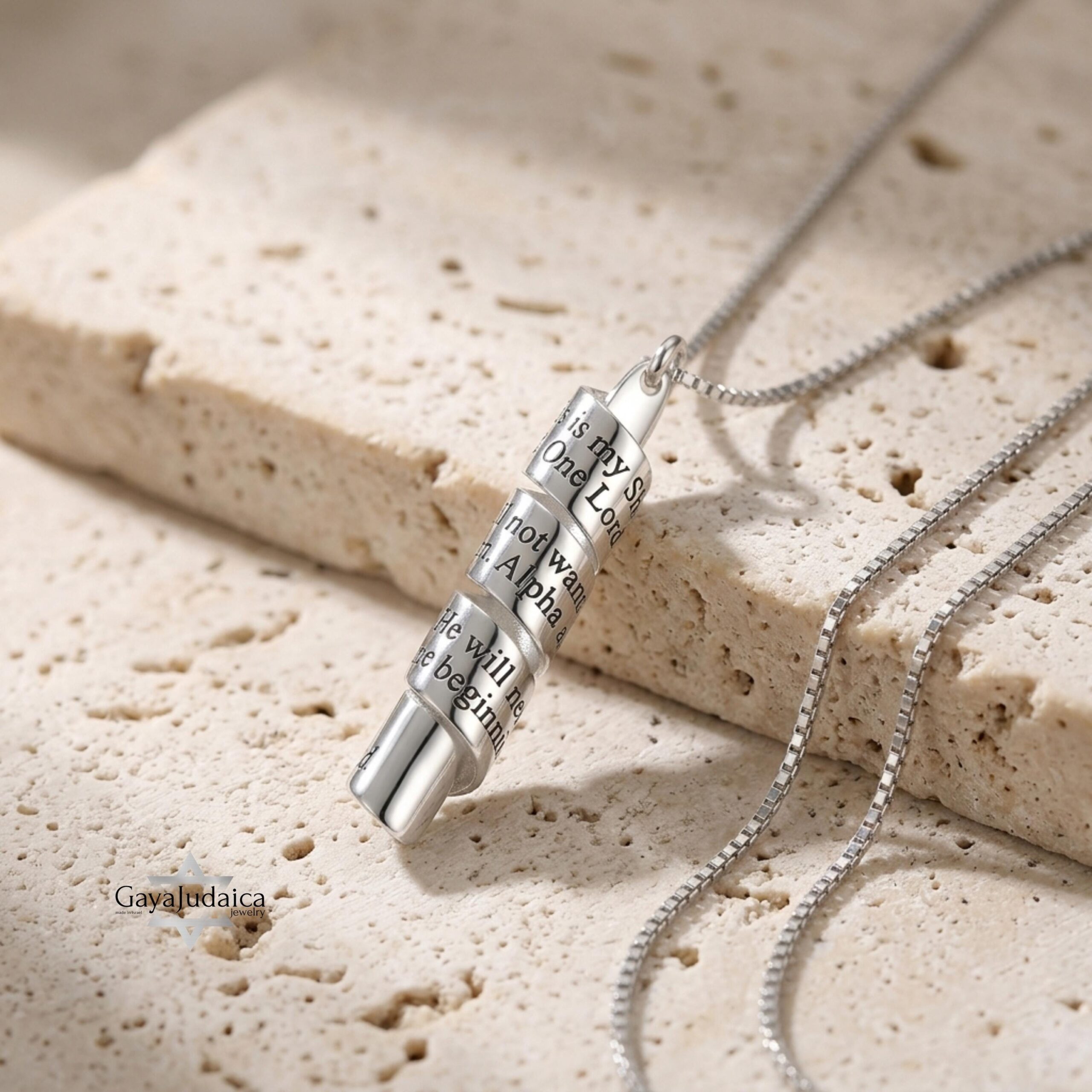 Scroll Necklace, Sterling Silver Engraved Message, 38mm Rolled Pendant Scroll Necklace, Sterling Silver Engraved Message, 38mm Rolled Pendant