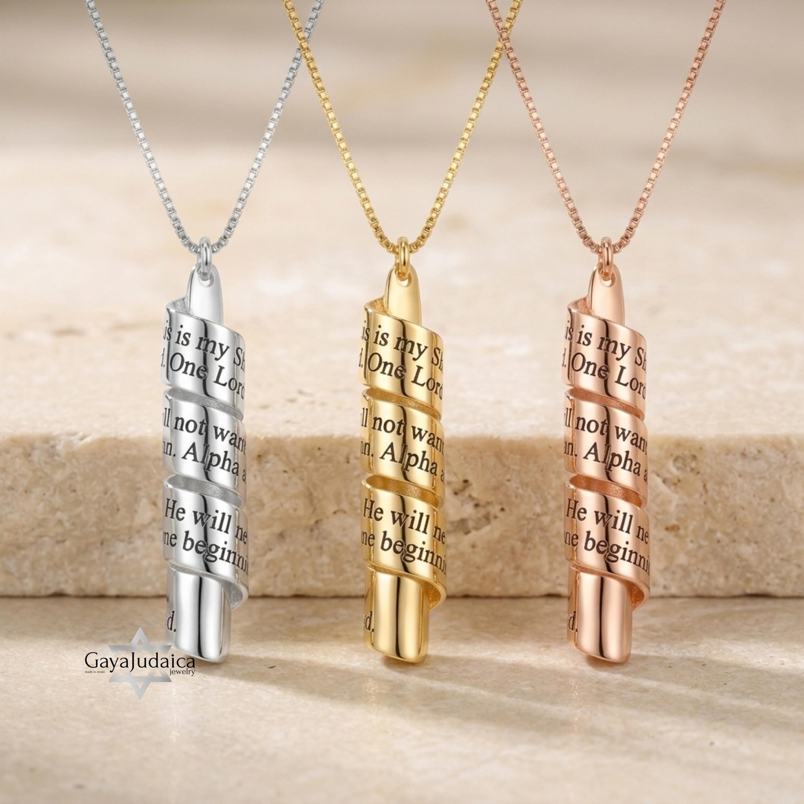 Scroll Necklace, Sterling Silver Engraved Message, 38mm Rolled Pendant Scroll Necklace, Sterling Silver Engraved Message, 38mm Rolled Pendant