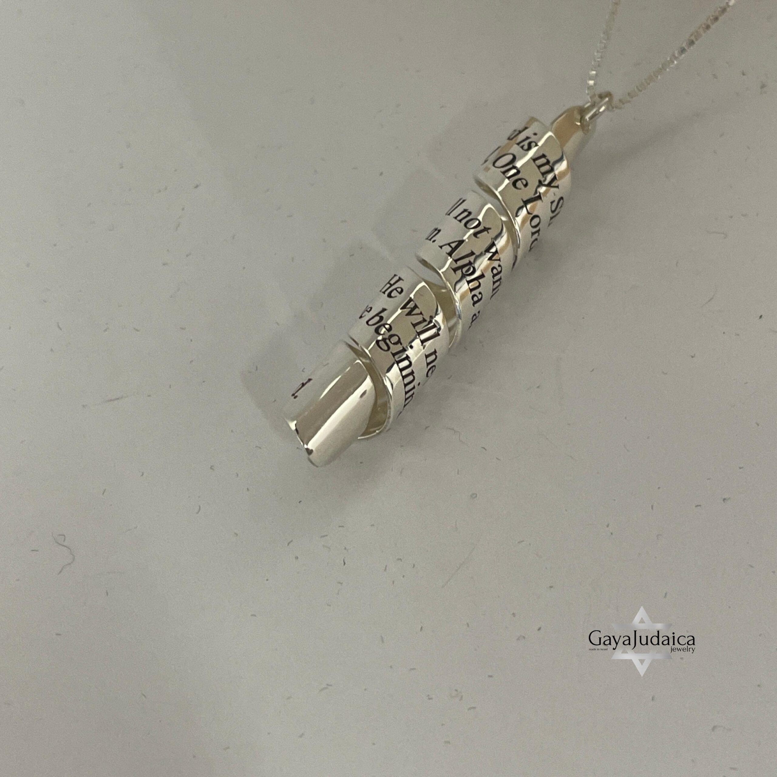 Scroll Necklace, Sterling Silver Engraved Message, 38mm Rolled Pendant Scroll Necklace, Sterling Silver Engraved Message, 38mm Rolled Pendant